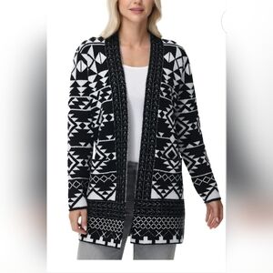 Frye Womens' Southwestern Patterned Jacquard Black & White Cardigan Size XL